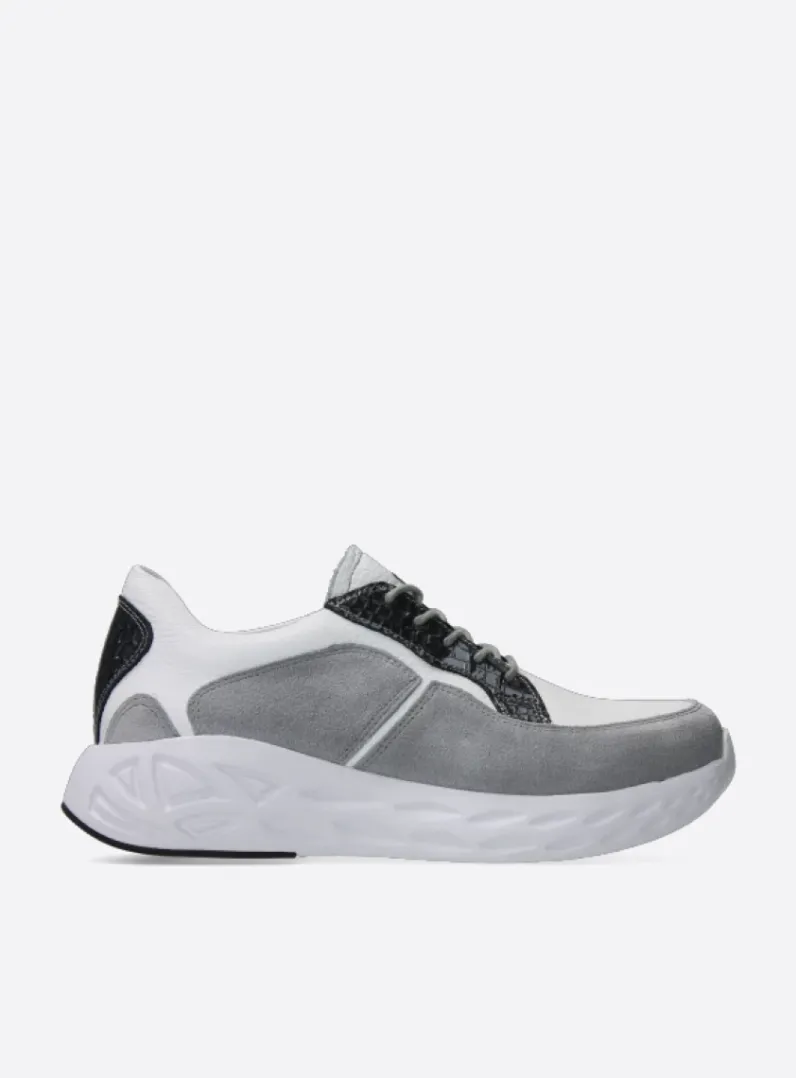 Outlet Wolky Bounce - wit/grijs combi leer wit/grijscombileer