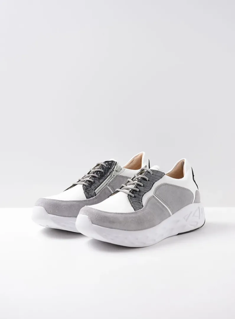 Outlet Wolky Bounce - wit/grijs combi leer wit/grijscombileer