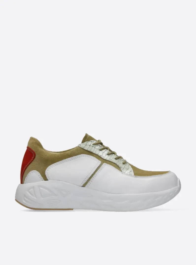 Fashion Wolky Bounce - wit/groen combi leer wit/groencombileer