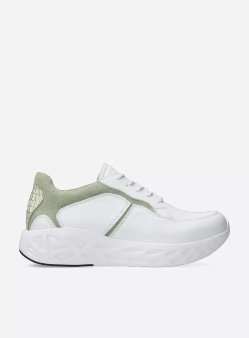 Fashion Wolky Bounce - wit/lichtgroen leer wit/lichtgroenleer