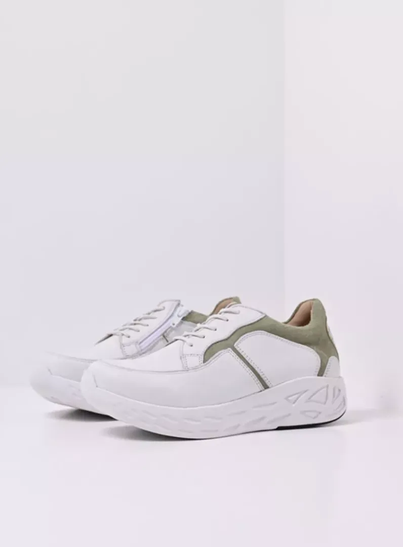 Fashion Wolky Bounce - wit/lichtgroen leer wit/lichtgroenleer