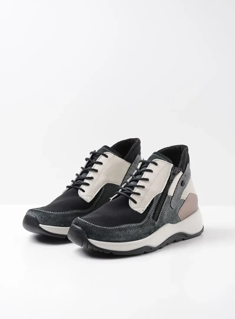 Online Wolky Crown S2F - zwart/gebroken wit stretchleer zwart/gebrokenwitstretchleer