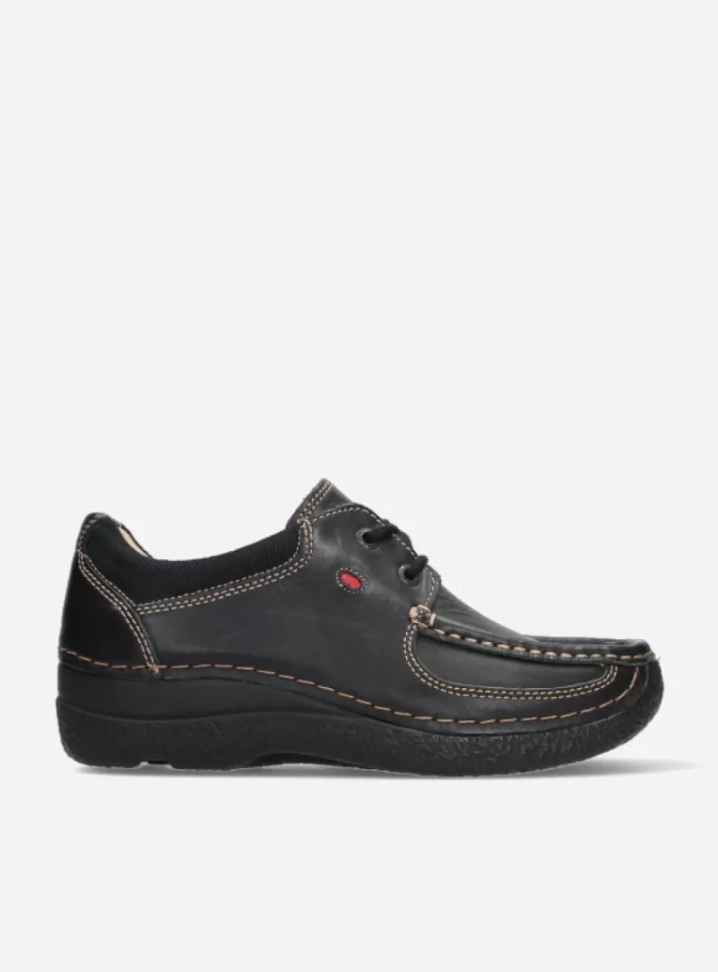 Hot Wolky Roll Shoe - zwart leer zwartleer