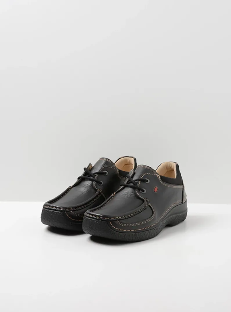 Hot Wolky Roll Shoe - zwart leer zwartleer