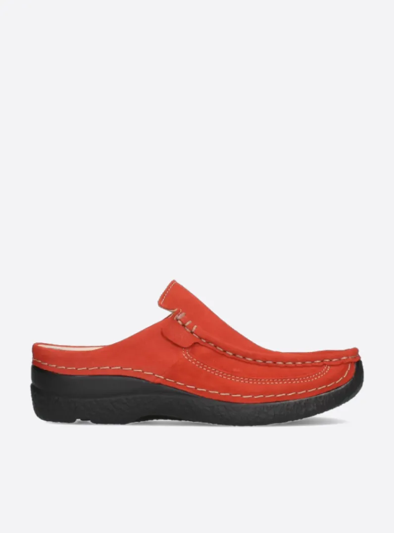 Sale Wolky Roll Slide - donkerrood nubuck donkerroodnubuck