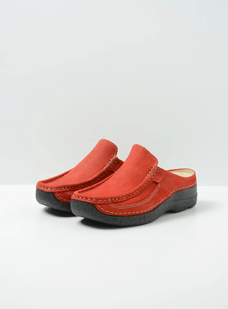 Sale Wolky Roll Slide - donkerrood nubuck donkerroodnubuck