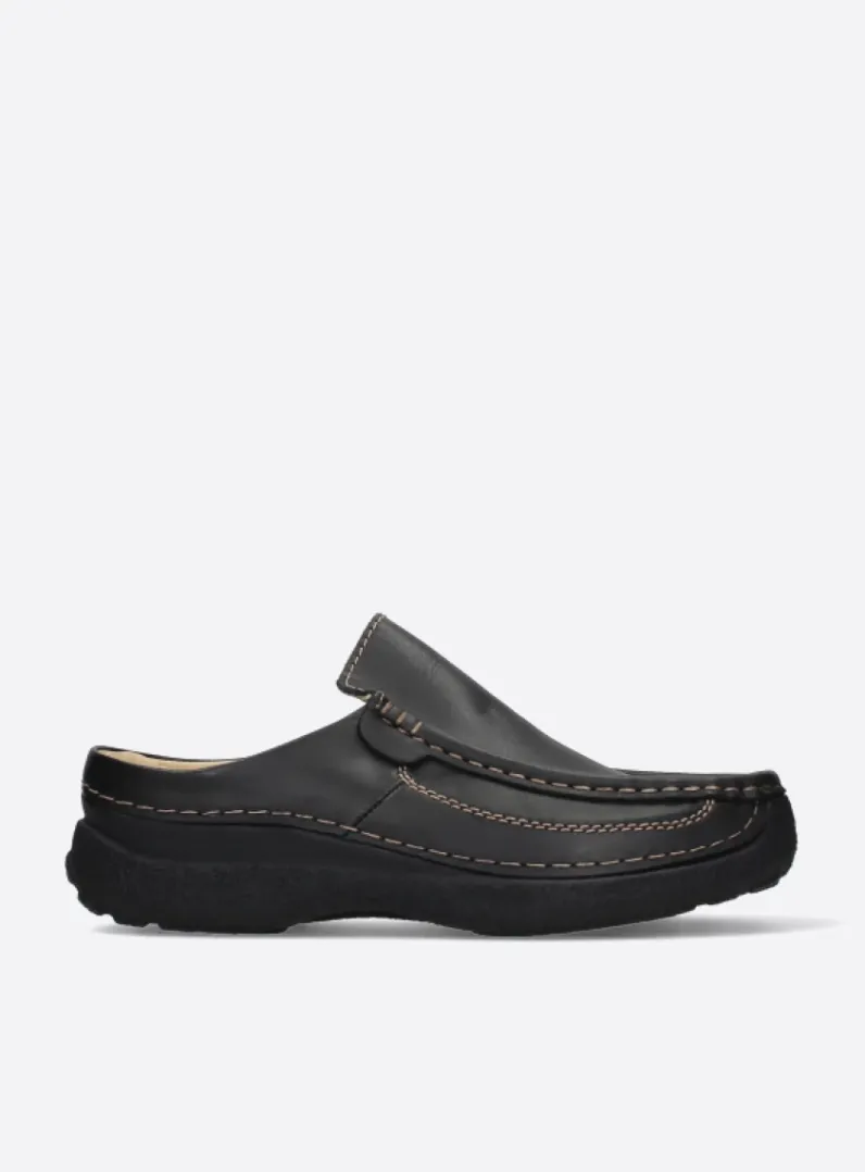 Hot Wolky Roll Slide men - zwart leer zwartleer