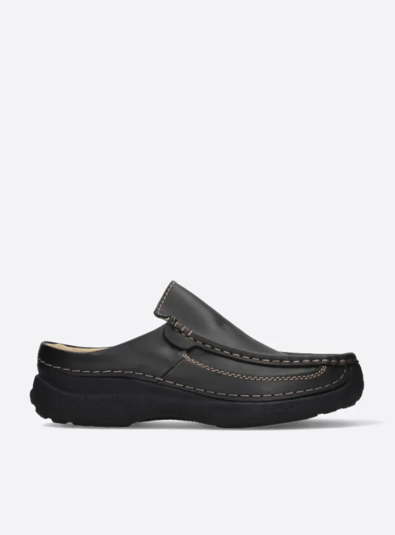 Hot Wolky Roll Slide men - zwart leer zwartleer