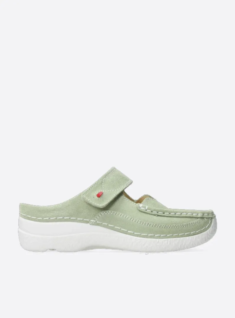 Outlet Wolky Roll Slipper - lichtgroen nubuck lichtgroennubuck