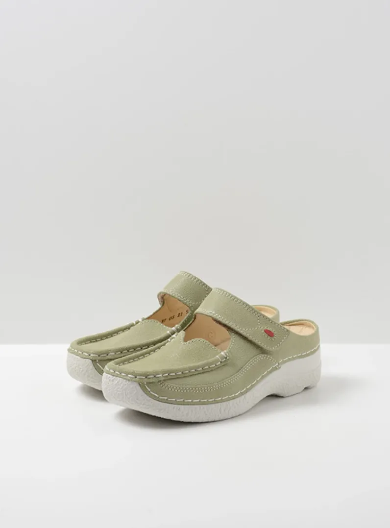 Outlet Wolky Roll Slipper - lichtgroen nubuck lichtgroennubuck