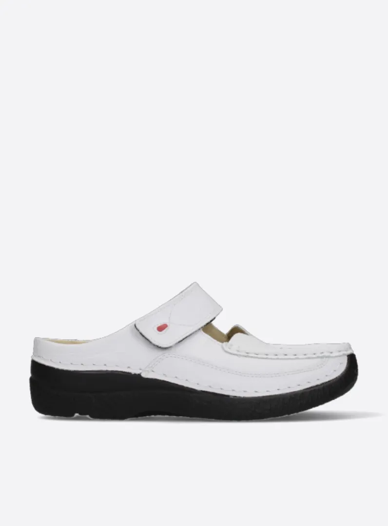Best Wolky Roll Slipper - wit/zwart leer wit/zwartleer