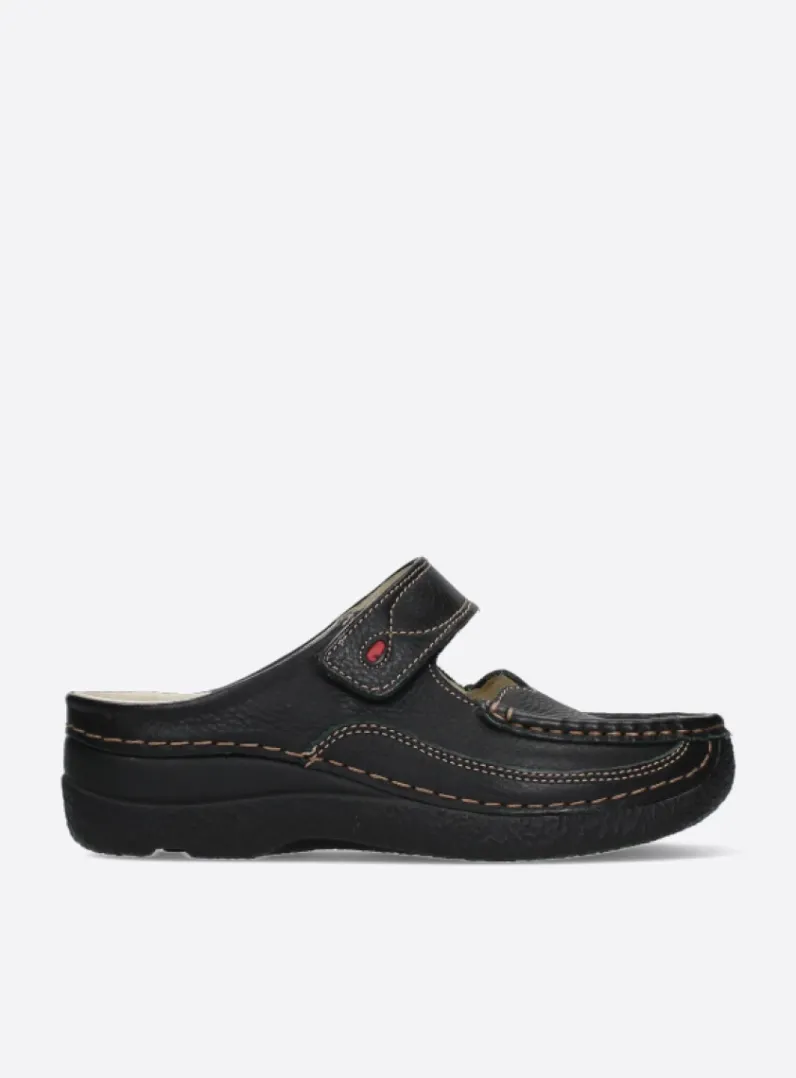 Best Wolky Roll Slipper - zwart leer zwartleer