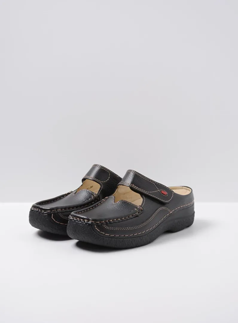 Best Wolky Roll Slipper - zwart leer zwartleer