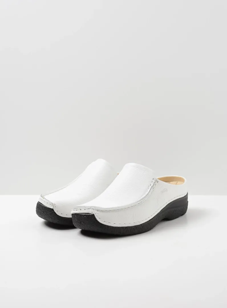 Sale Wolky Seamy Slide - wit geprint leer witgeprintleer