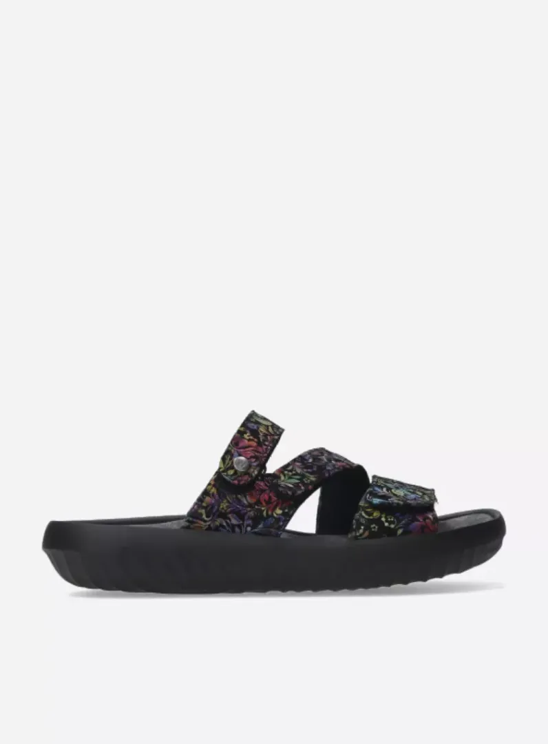 Hot Wolky Sense - zwart/multi flower nubuck